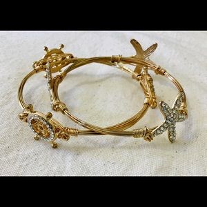 CRUISE Resort Gold Rhinestone Bangle Bracelet Set
